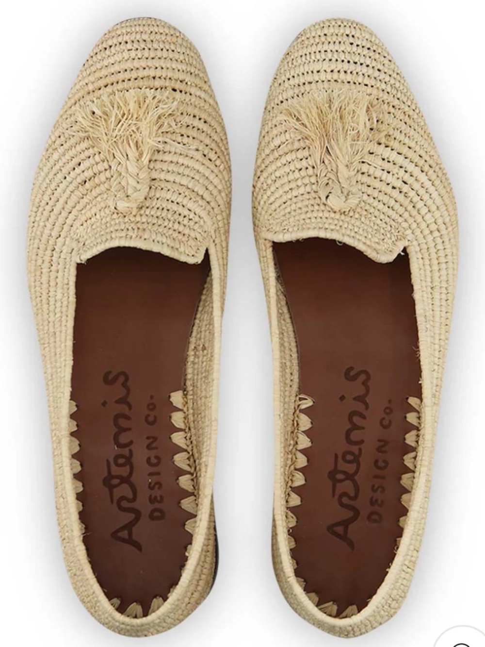 Artemis Design Co. Women's Natural Raffia Tassel Loafers Size 11